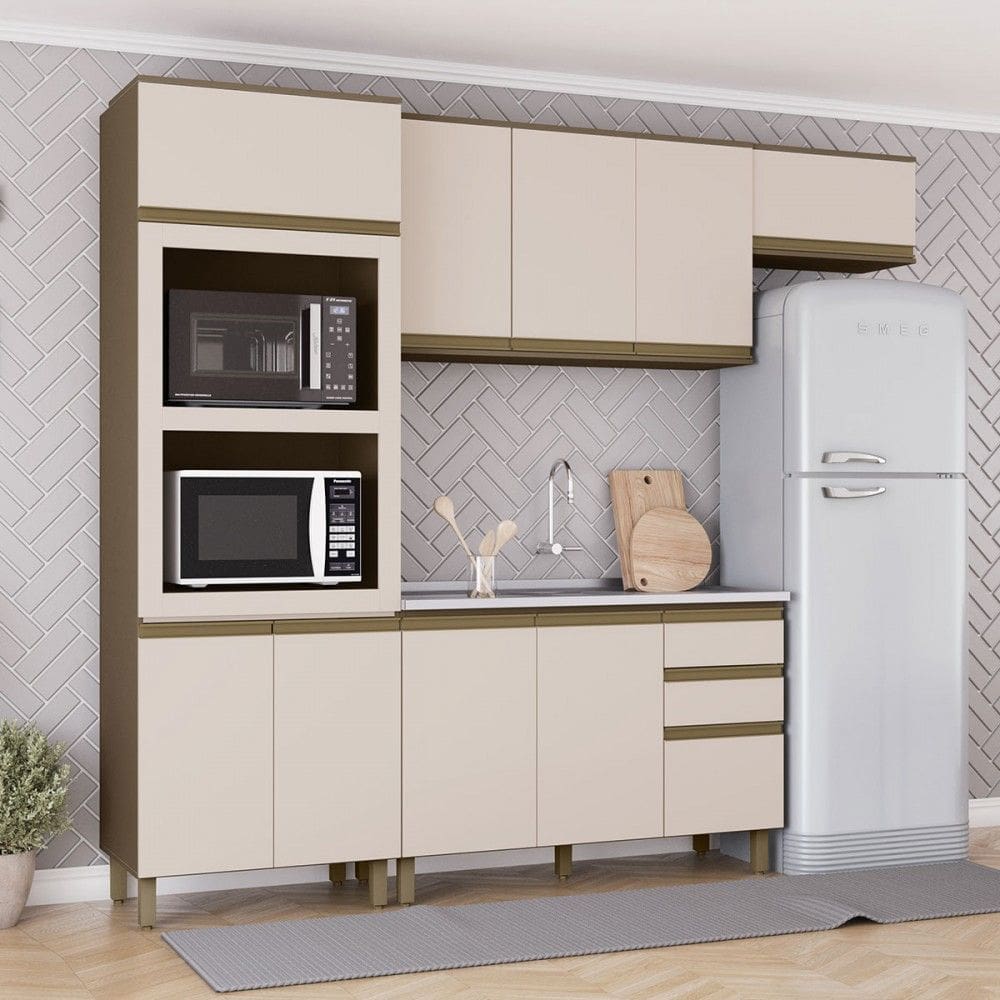 Cozinha Completa Genius 10 Portas 2 Gavetas Duna/Cristal - Pnr Móveis