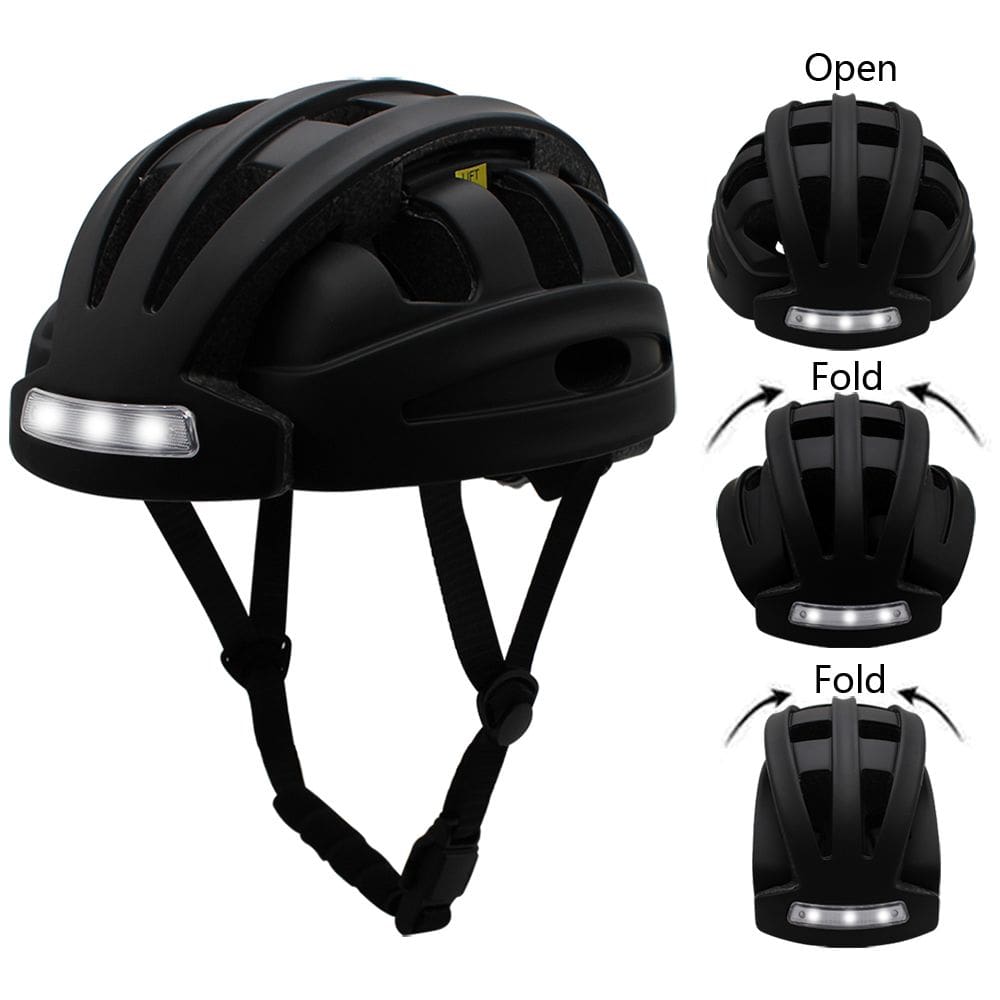 Capacete portátil Riding City dobrável com farol traseiro