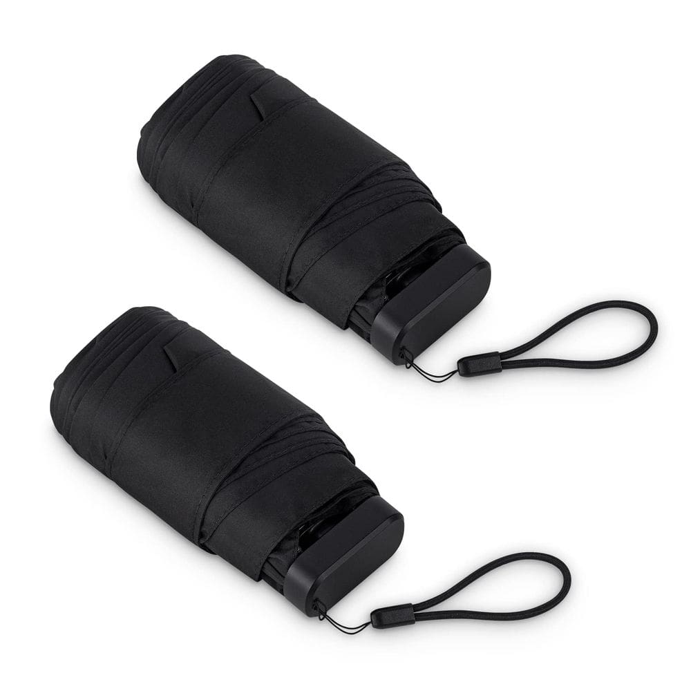 Mini guarda-chuva LEAGERA Compact impermeável para mulheres, preto, pacote com 2