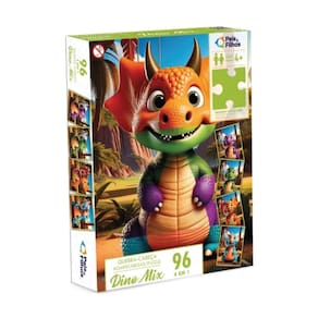 Quebra Cabeça 4 em 1 Infantil +4 Anos Dino Mix 96 Peças Pais & Filhos