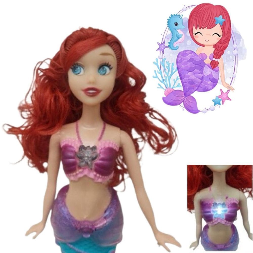 Adorável Boneca Sereia Música Pelúcia Presente Dia Das