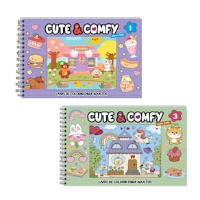 Kit 2 Livro De Colorir Cute & Comfy 01 Lilás E 03 Verde