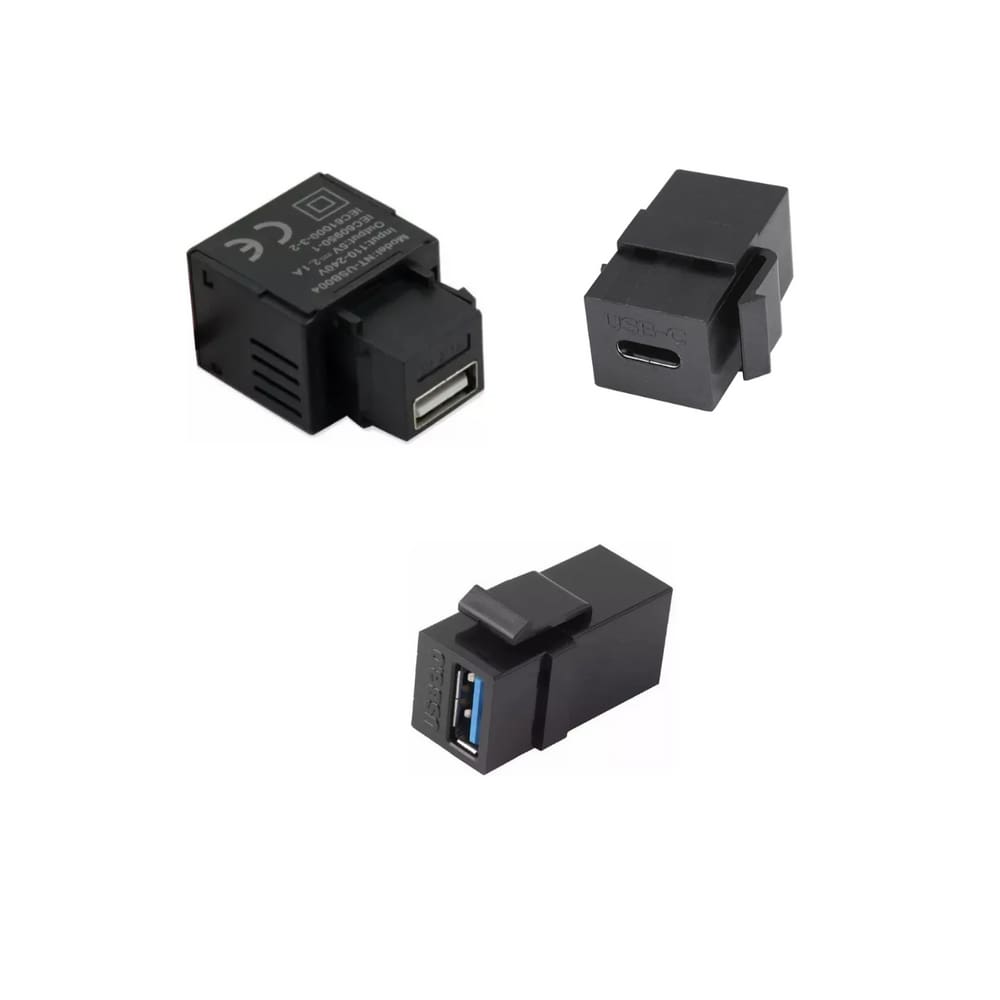 Kit Conector Tomada USB 2.0 USB 3.0 Usb Tipo C Preto