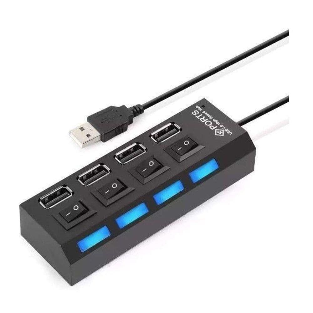 Hub Usb 2.0 Alta Velocidade 4 Portas Com Led Indicador