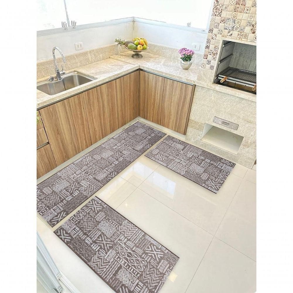 Kit 3 Peças Pratik Jogo Cozinha Borda Infinita Não Derrapa Asteca Nomad