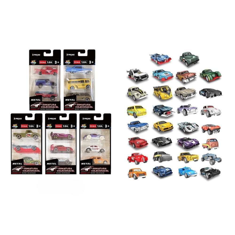 Kit 3 Carrinho Miniatura De Ferro Colecionável Toyking