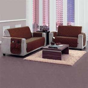 Kit Protetor De Sofá 2 E 3 Lugares Matelado Com Bolso Organizador Tabaco