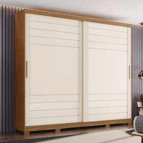 Guarda Roupa Casal Cayman 100 MDF 2 Portas Deslizantes com Acabamento Soft 6 Gavetas e Pes em ABS