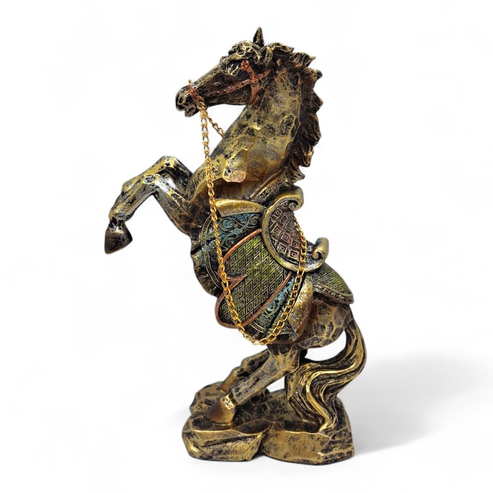 Estátua Cavalo Bronze Detalhado Força Espiritual Total 24 cm