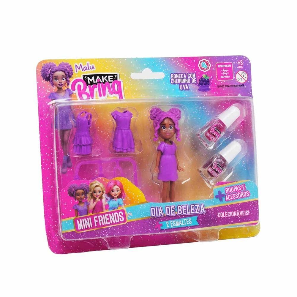 Boneca Mini Friends Dia de Beleza MK4090 Roxo - Polibrinq