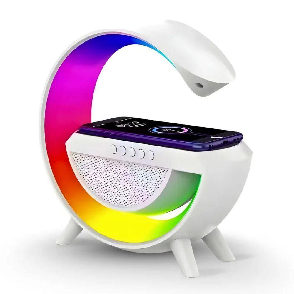 Luminária Inteligente Rgb Com Caixa De Som E Carregador Sem Fio