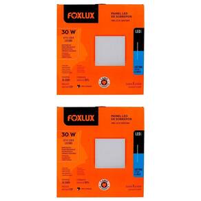 Kit 2 Painel Led 40x40 Quadrado Branco Sobrepor 30w 6500k Foxlux