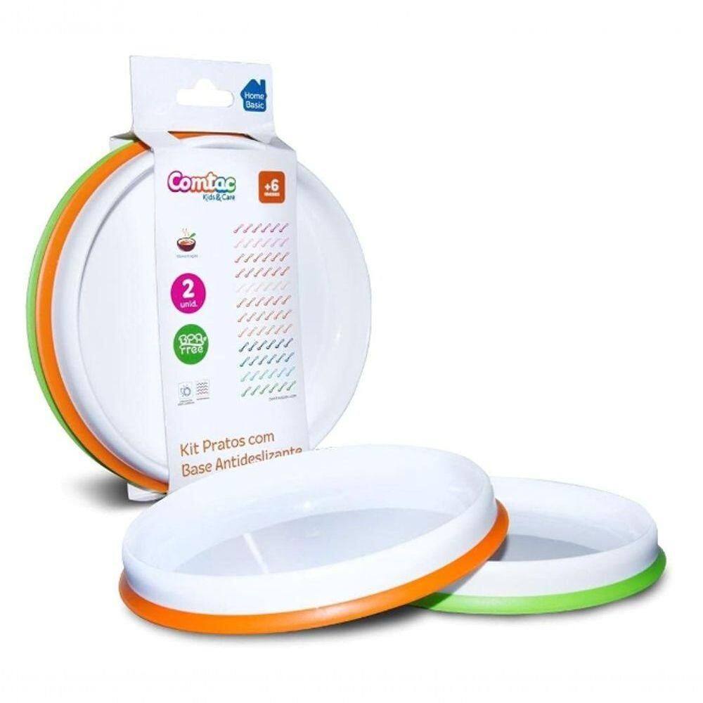 Kit 02 Pratos Infantil Base Antideslizante Sem Bpa 18cm