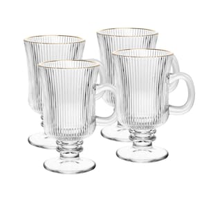 Conjunto 4 Taças Cappuccino 240 ml de Vidro com Fio de Ouro Lines Wolff