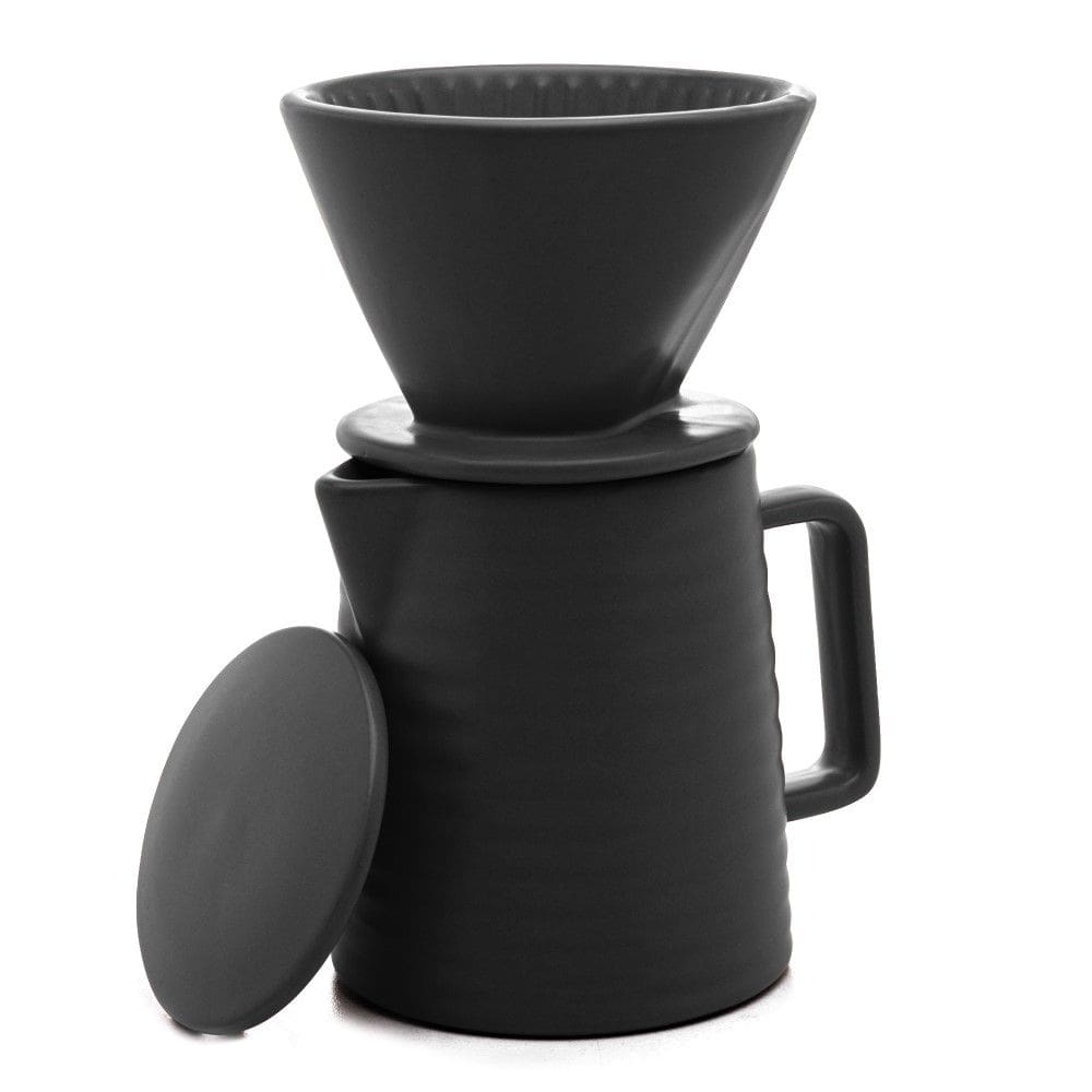Bule de Cerâmica 600 ml com Suporte para Filtro e Tampa Preta Wolff