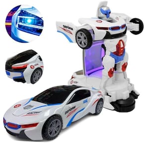 Carrinho Camaro Transformers Vira Robô Luz Som Bate Volta
