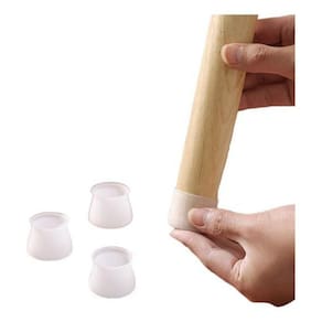Kit 4 Protetores Pés Cadeiras Mesas Silicone - Branco