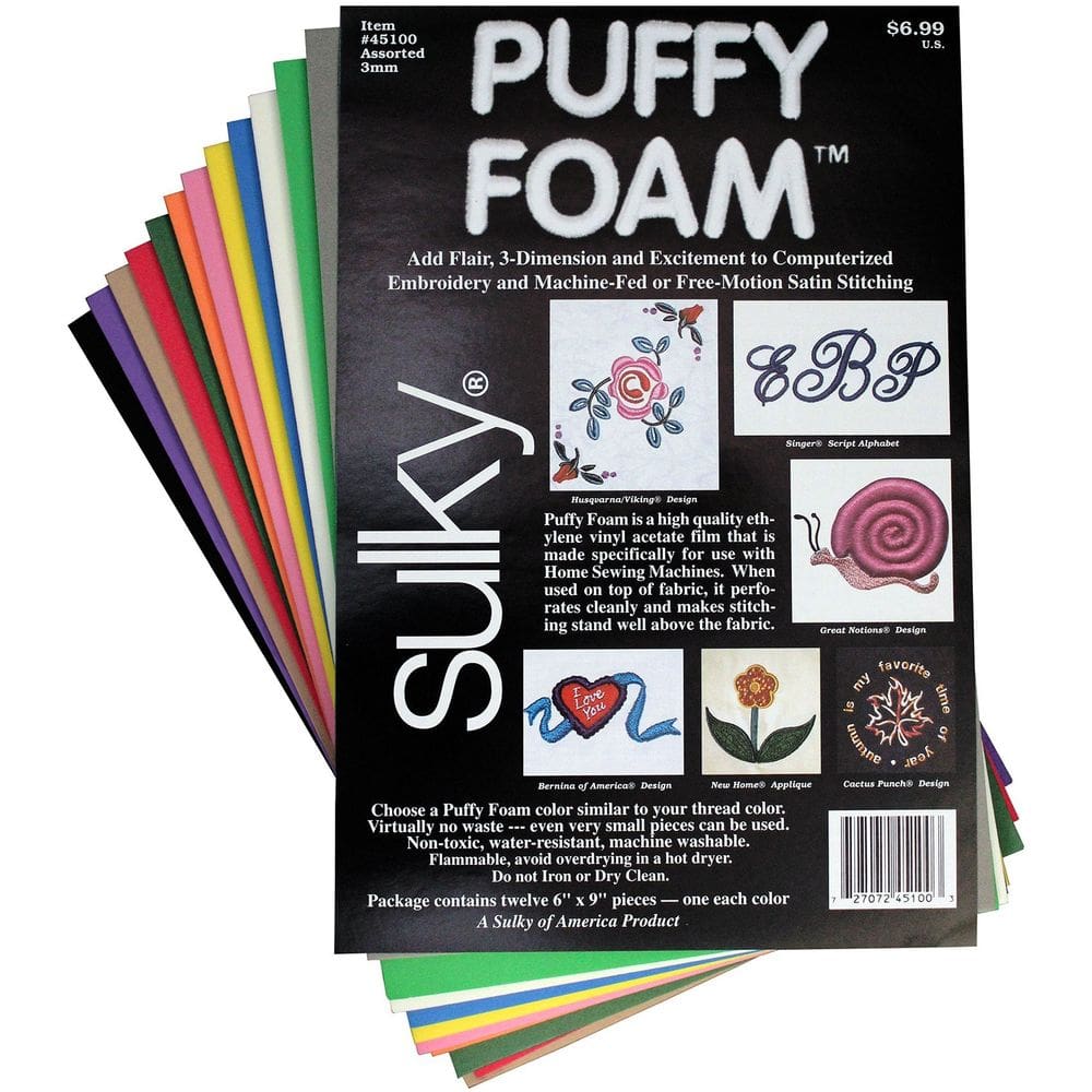 Sortimento de espuma puffy Sulky Of America 12 cores 2 mm