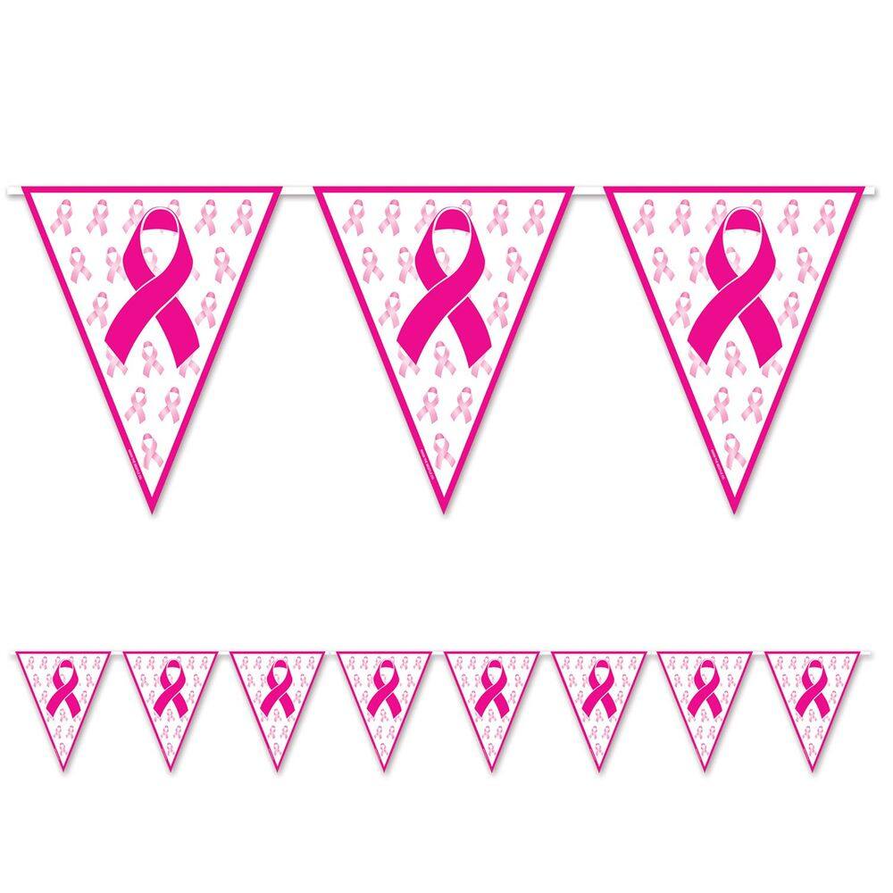 Fita Pennant Banner Beistle, plástico, 3,35 m x 28 cm, rosa/W