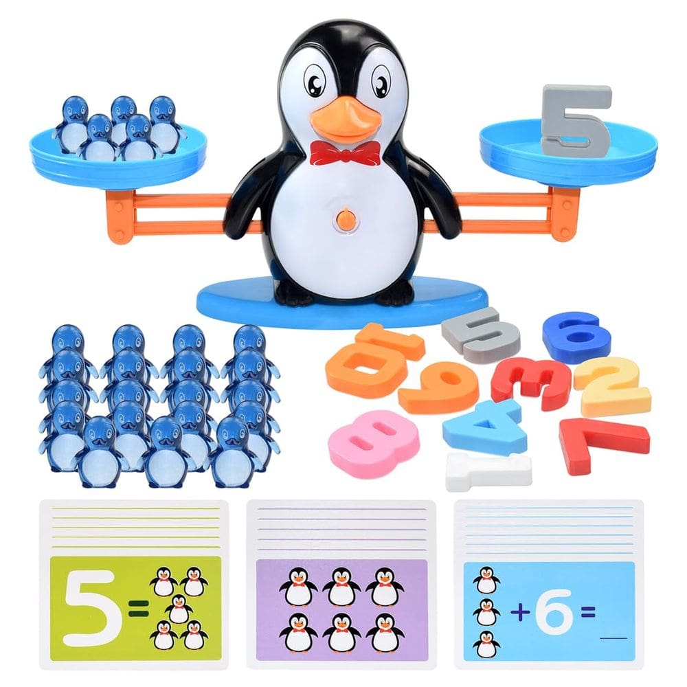 Brinquedo Balance Math Counting BAKAM Penguin Age 3-6 com 30 cartas