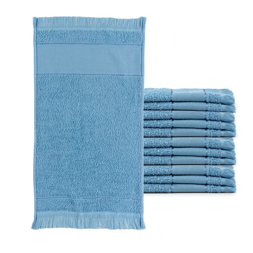 Kit 12 Toalha Manicuri Lavabo Academia Fitness Treinar Azul