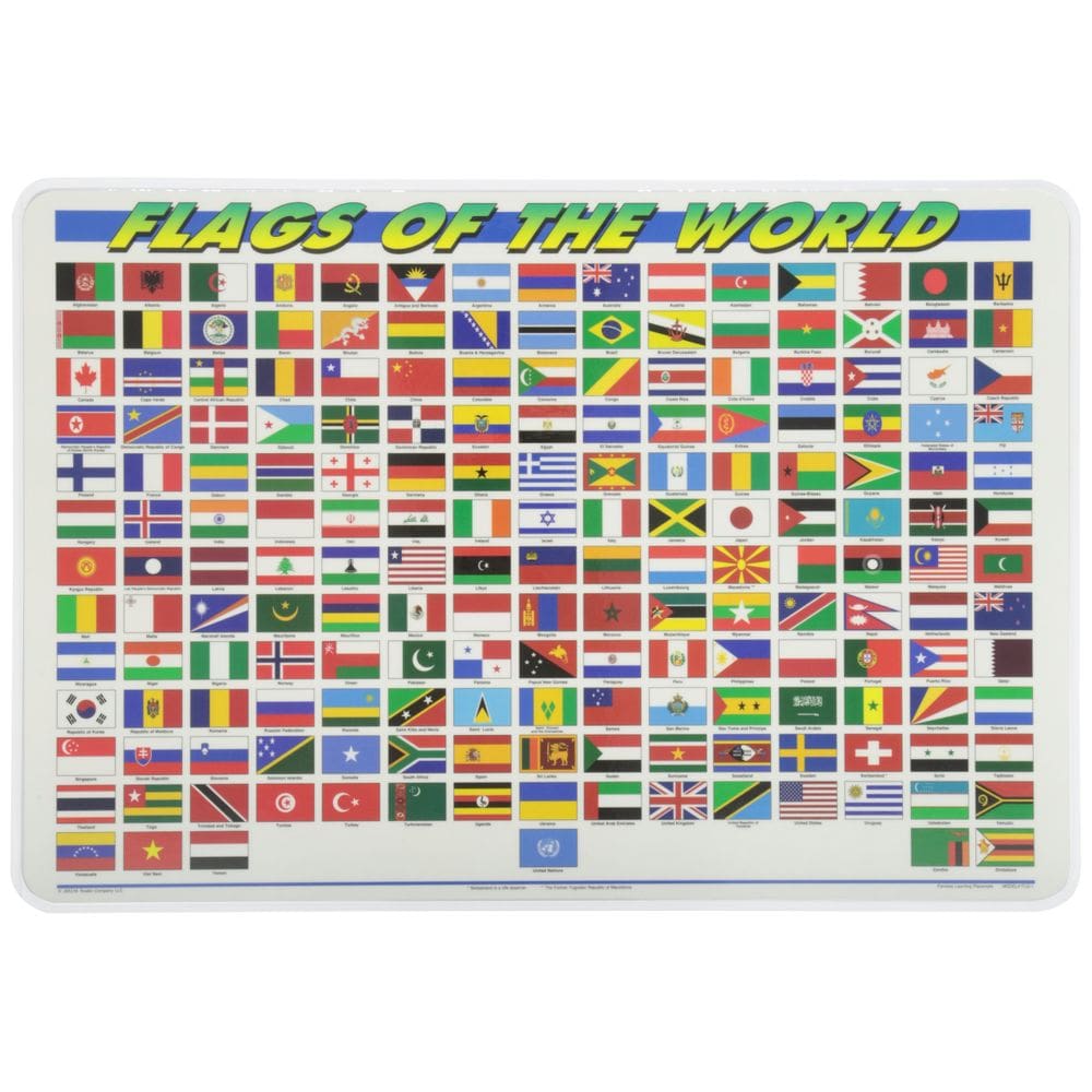 Bandeiras de aprendizagem indolor Placemat do mundo em tamanho grande