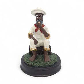 Imagem Preto Velho Estátua em Resina Total Sabedoria 12 cm