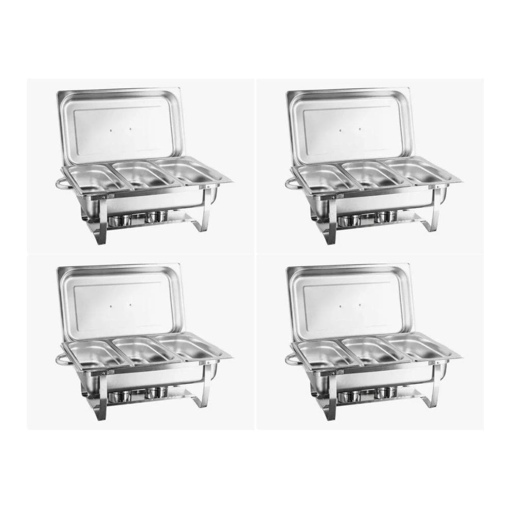 KIT 4 Rechaud Buffet Inox 13L 3 Cubas 1/3  Profissional