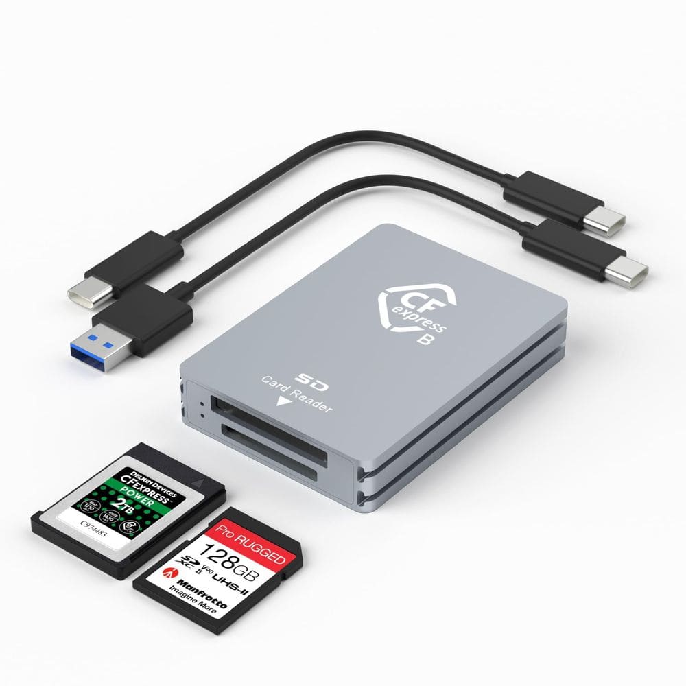 Leitor de cartão CFexpress tipo B/SD com slot duplo USB C 10 Gbps