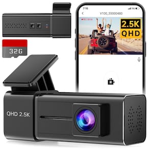 Câmera frontal de carro Dash Cam E-YEEGER WiFi 2.5K 1440P preta