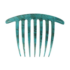 Caravana French Twist Comb pintada à mão em turquesa e dourado