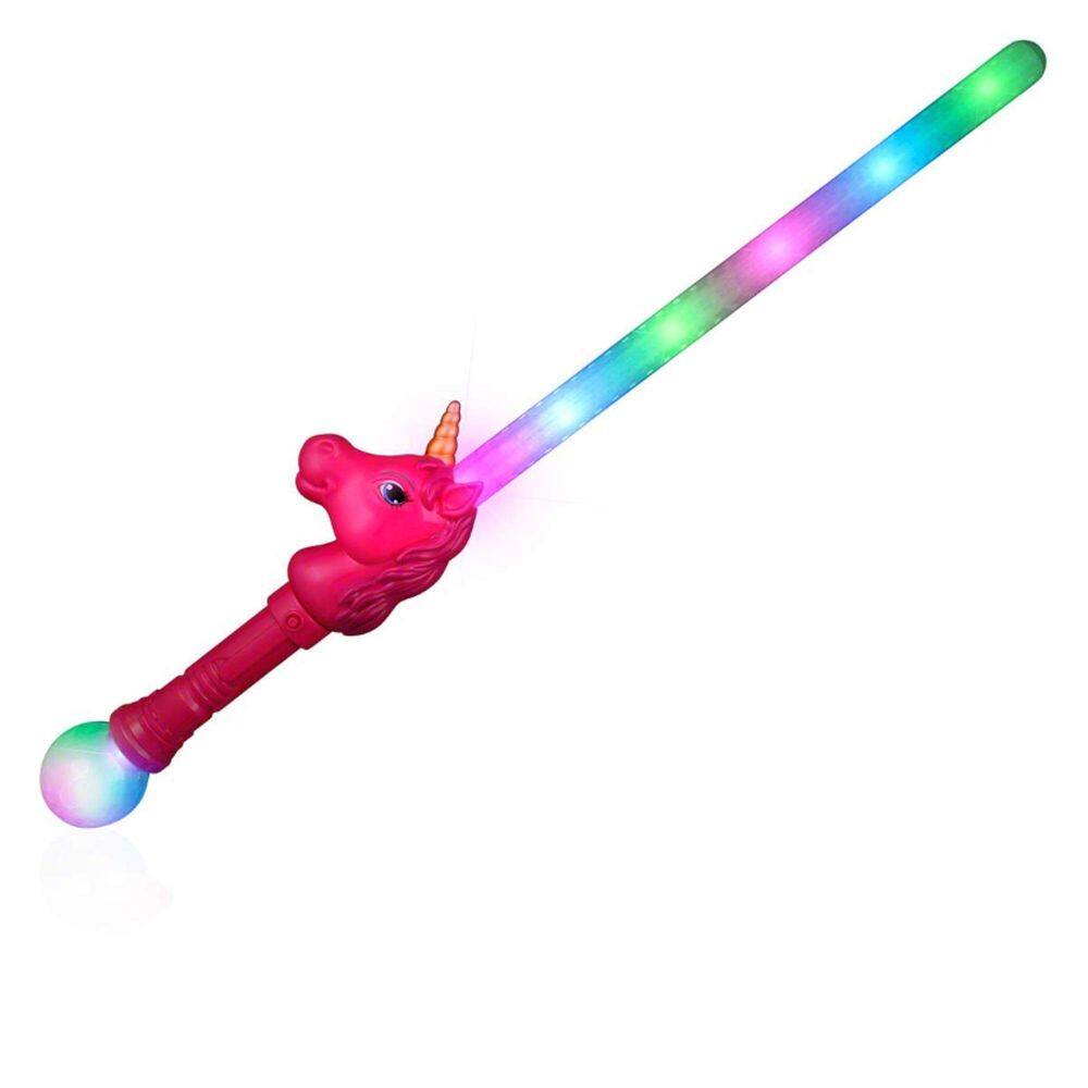 Unicórnio multicolorido Toy Sword blinkee Light Up com bola de prisma