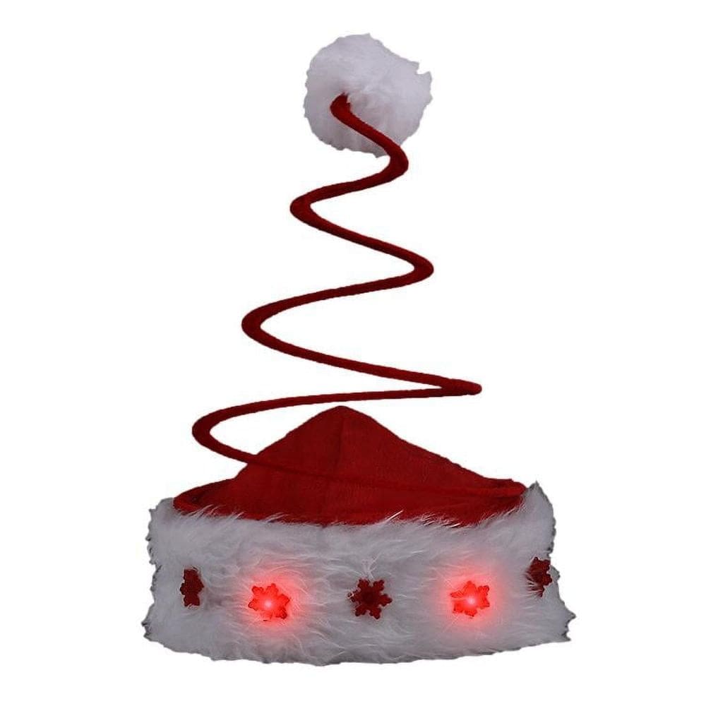 Árvore de Natal: Chapéu de Papai Noel blinkee Silly Springy Red com flocos de neve piscando
