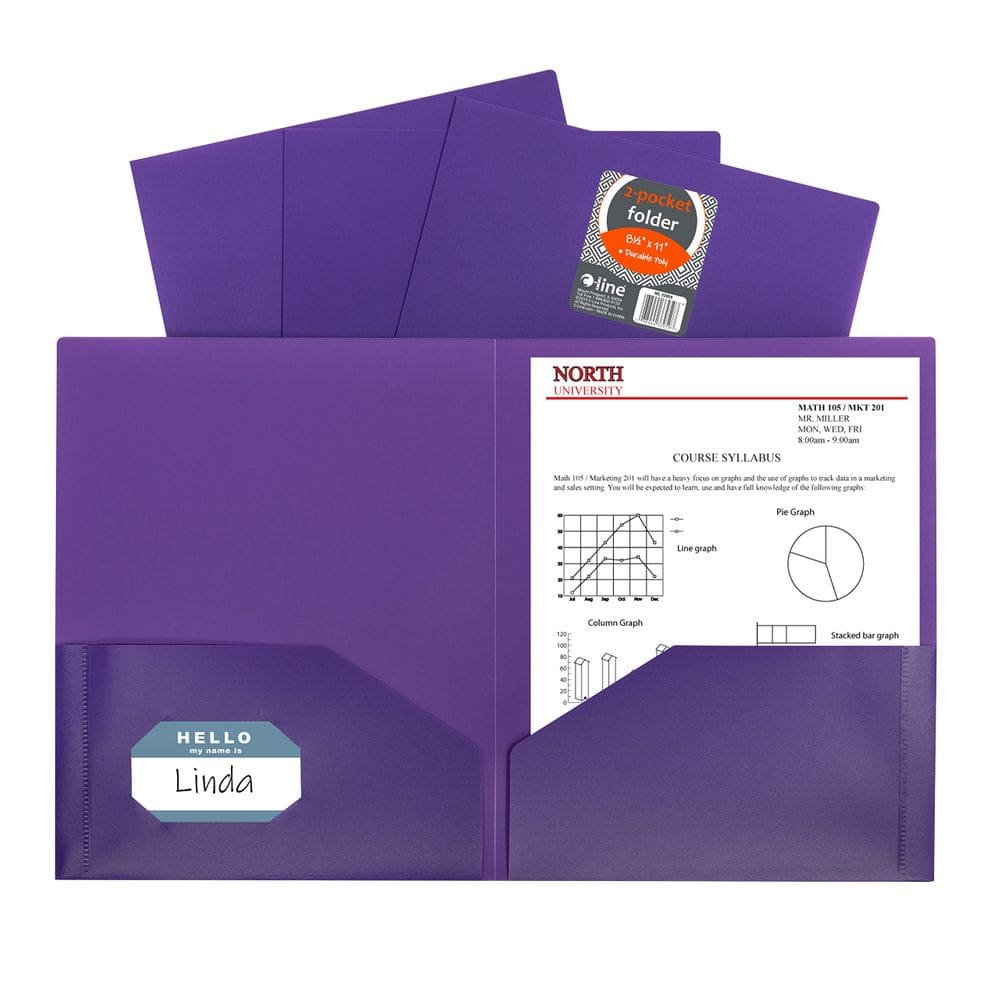 Portfolio C-Line, dois bolsos, poliéster roxo pesado