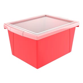 Caixa de armazenamento Storex Classroom de 4 galões com tampa 35x28x20cm vermelha