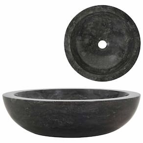 Bacia de banheiro VidaXL Marble Black Ø40x12cm Bancada