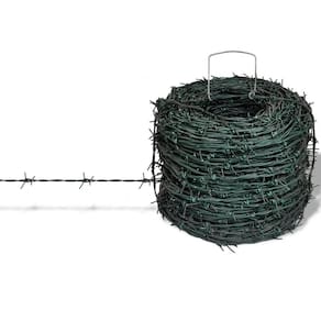 Cerca externa de arame farpado VidaXL 100m de ferro verde revestido a pó