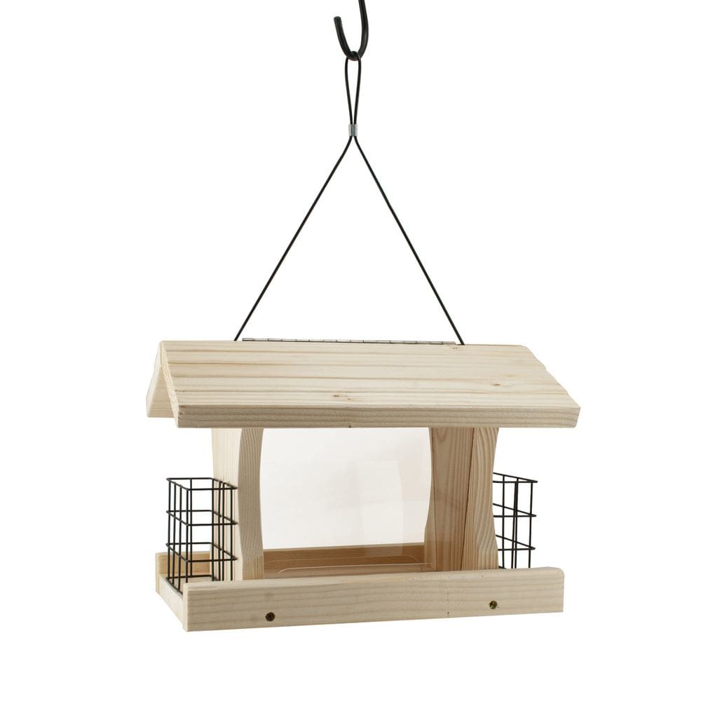 Alimentador de pássaros Woodlink Wood com 2 gaiolas de sebo, capacidade de 2,27 kg
