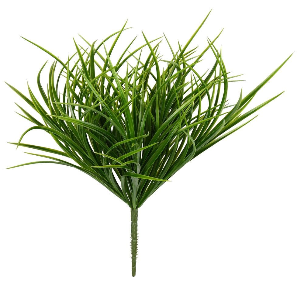 Arbusto de grama verde artificial de 16 cm revestido com UV, pacote com 3 unidades Vickerman