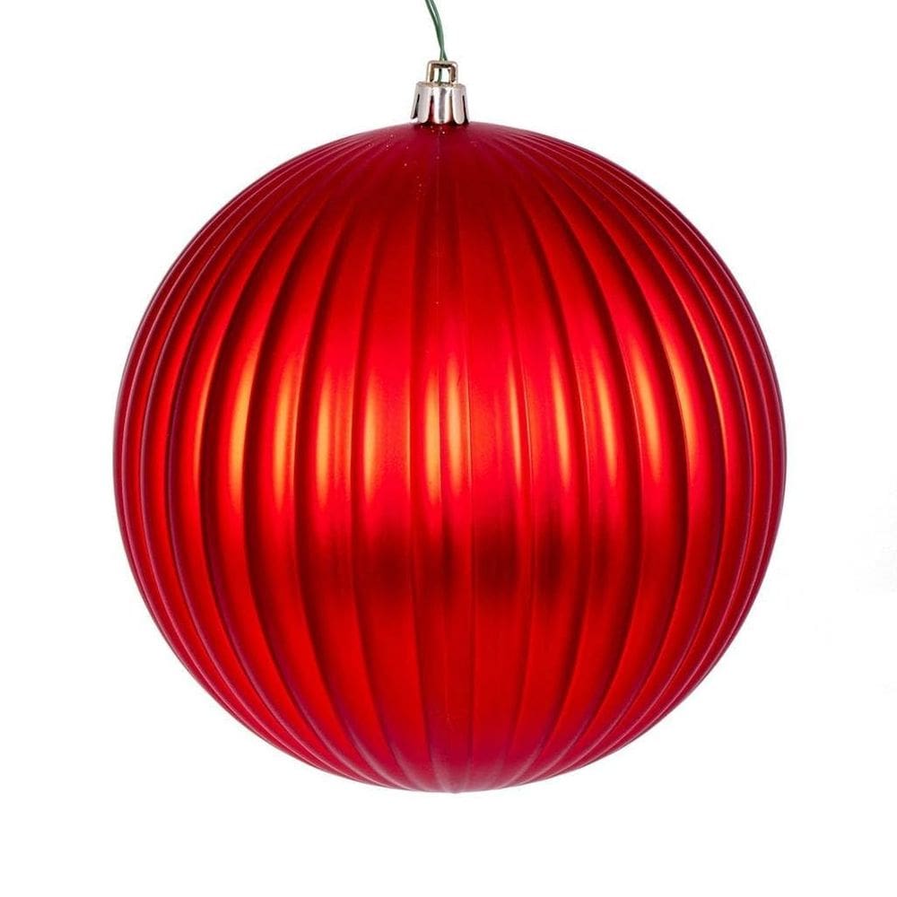Enfeite de árvore de Natal Vickerman Red Matte Lined Ball, pacote com 4