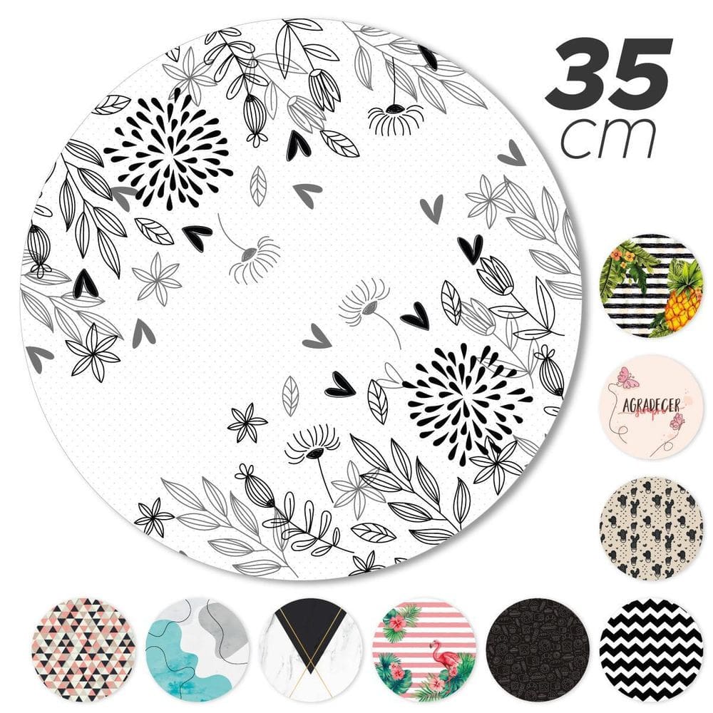 Kit 8 Peças Jogo Americano Base Redonda Mdf Sousplat Floral