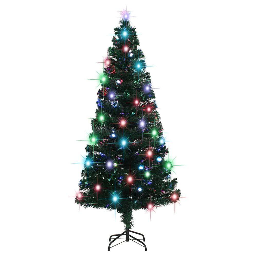Árvore de Natal vidaXL 1,5 m verde com fibra óptica/luzes LED