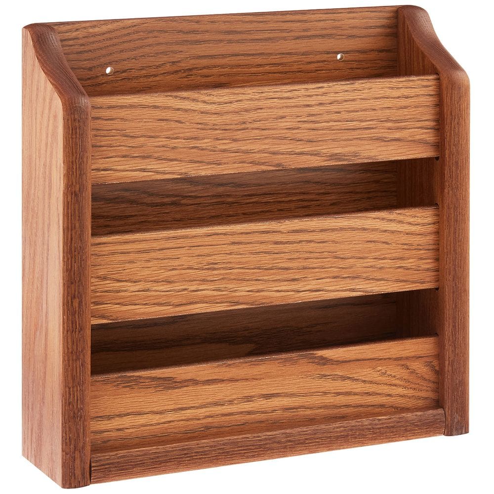 Porta-revistas, martelo de madeira, suporte de parede/mesa, carvalho médio