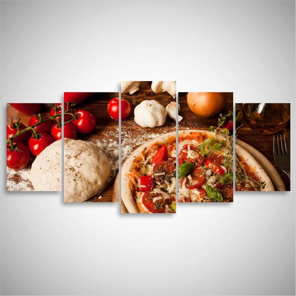 Quadro decorativo Temperos e Pizza Para Restaurantes Mosaico
