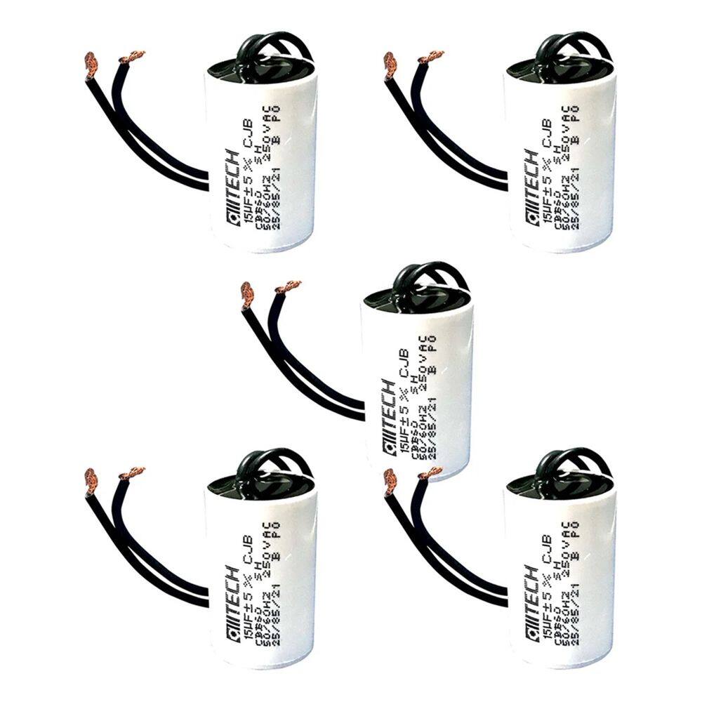 Kit 5pçs Capacitor de Partida ACV15uF 250V Portão Eletrônico