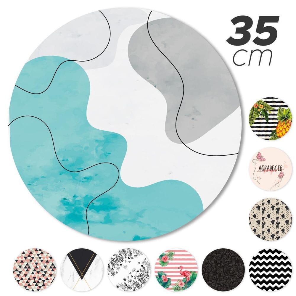 Kit 2 Peças Jogo Americano Base Redonda Mdf Sousplat Ondas