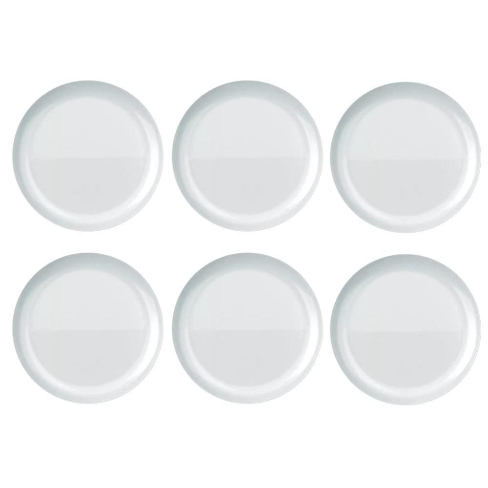 Kit 6 Prato Raso Opaline Blanc Redondo Duralex Vidro Branco