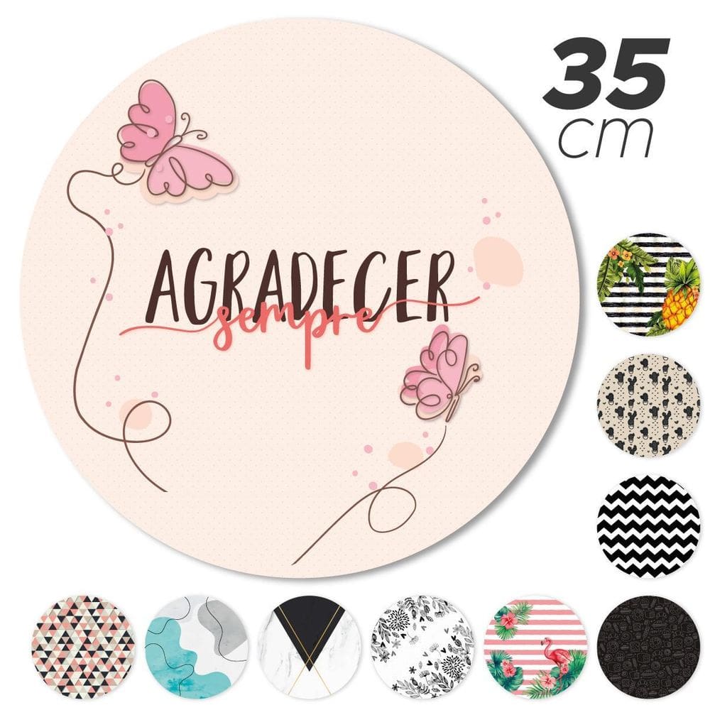 Kit 2 Peça Jogo Americano Base Redonda Mdf Sousplat Gratidão