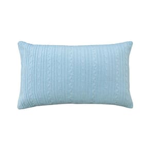 Capa Almofada Vivain Rineira Tricô Duplada Azul 30 X 50 Cm