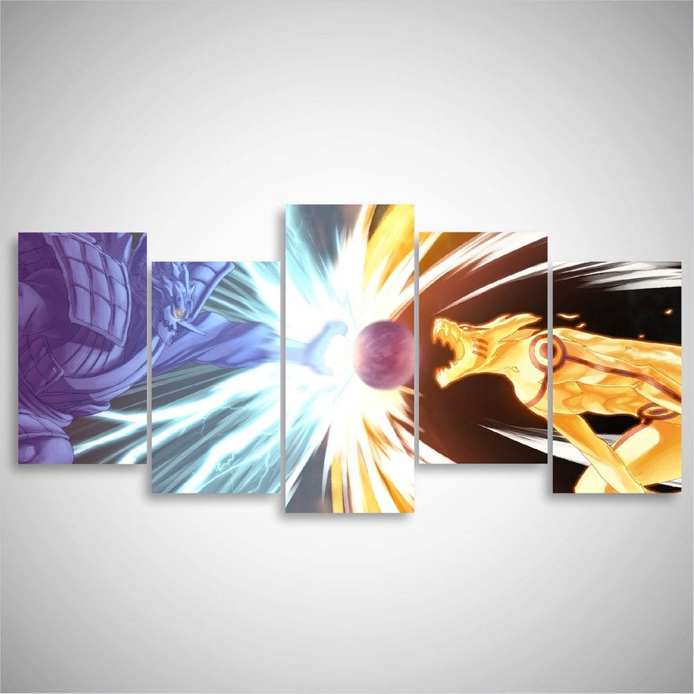 Quadro Naruto Kurama e Susanoo Mosaico 5 Peças